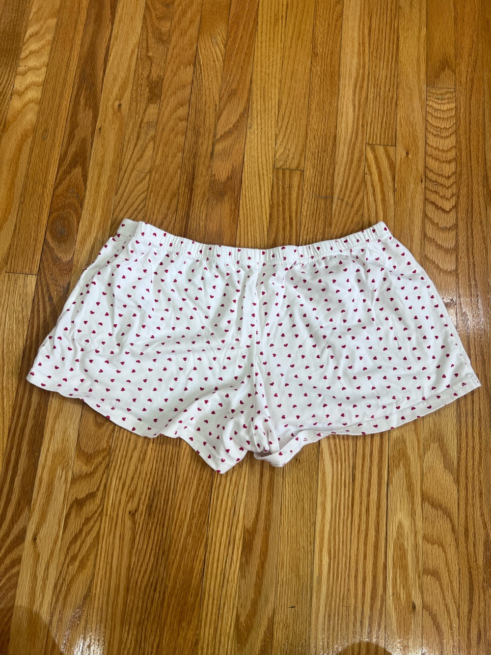 Brandy Melville White Athletic Shorts with Red Heart Print